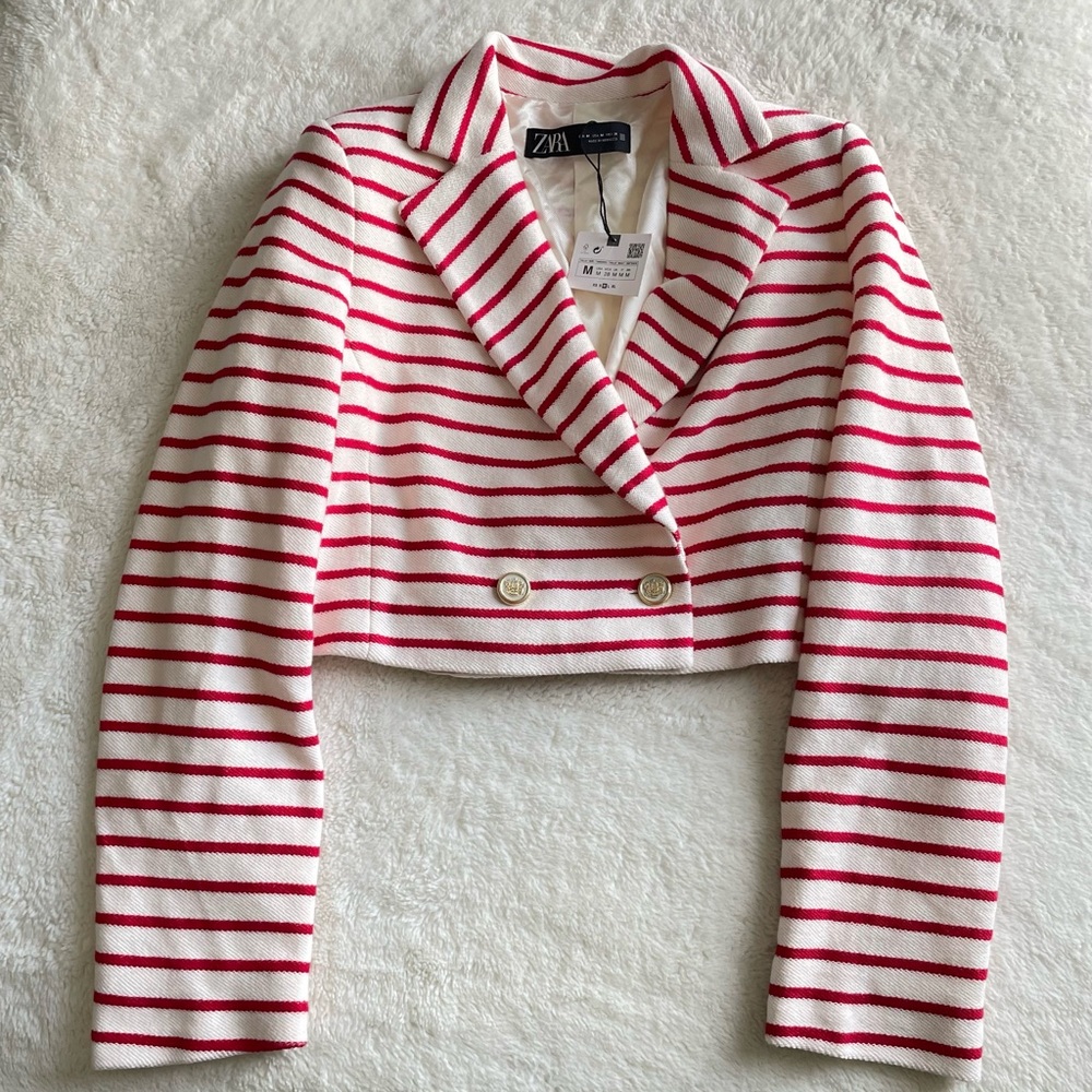 Zara Striped Cropped Blazer